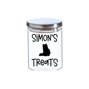 Custom Silver Lid Pet Dog Cat Treat Jar by More Than Crackers