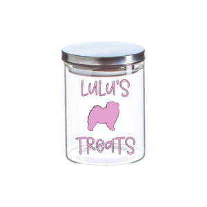 Custom Silver Lid Pet Dog Cat Treat Jar by More Than Crackers